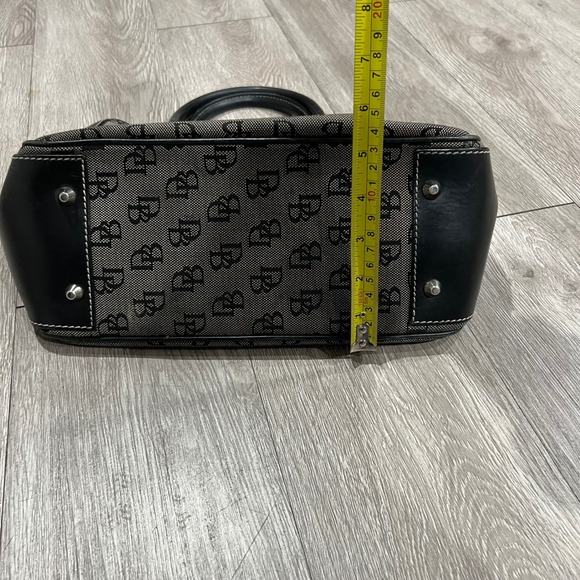 VTG Dooney Bourke Signature Monogram Tote Bag Black Gray Leather Trim 90s Y2K - Picture 11 of 11